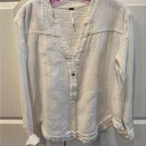 Women's White Button-Up Top